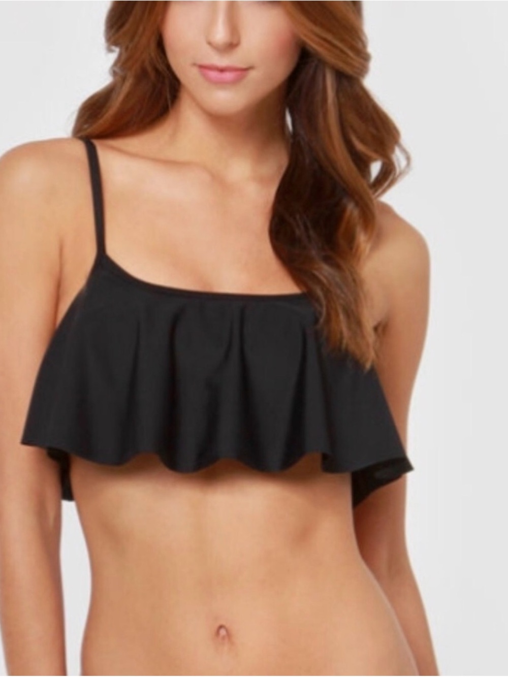 Black ROXY SWIM Ruffle Flounce Crop Tankini/Bikini Top Women’s medium